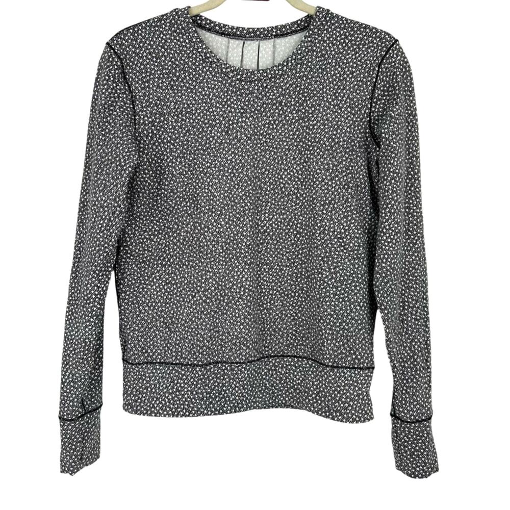Lululemon Rush Hour Pullover Top Long Sleeve Frozen Fizz Size 4 Black‎ White